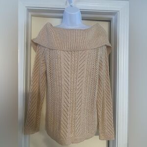 White House Black Market Beige Off-the-Shoulder Sweater Size Large